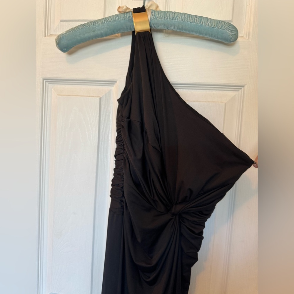 One shoulder maxi dress with gold detail